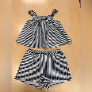 Kate Mack Girls Black & White Sleeveless Tank Top and Shorts Set size 12